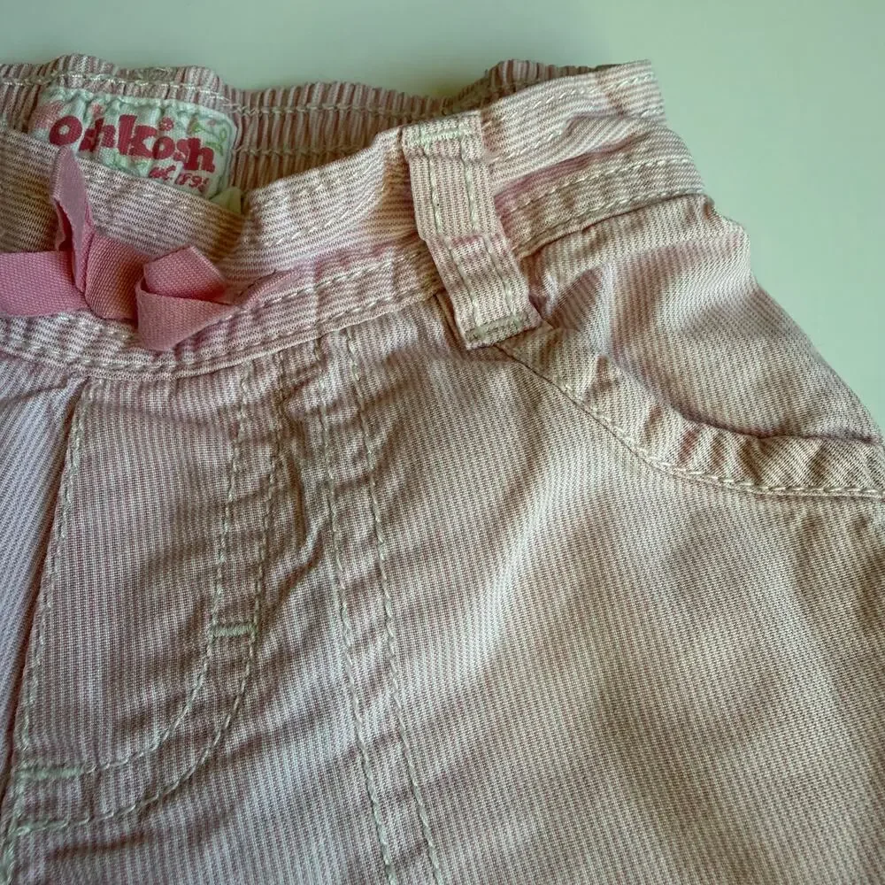 Y2K OshKosh Pink Pinstripe Cuffed Pants Embroidered Butterfly Pants 2T